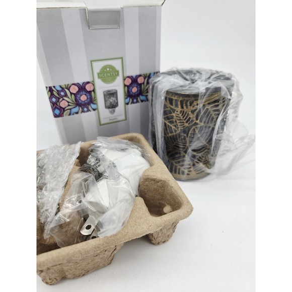 Scentsy Other - Scentsy Aspen Mini Metal Wax Warmer New in Box Plug In Leaves Glowing Scent